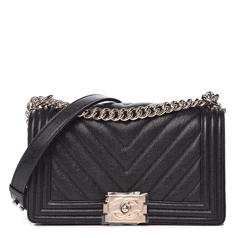 Chanel Caviar Chevron Large Boy Bag .